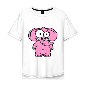 Мужская футболка хлопок Oversize с принтом Розовый слон в Кировске, 100% хлопок | свободный крой, круглый ворот, “спинка” длиннее передней части | Тематика изображения на принте: смешной
