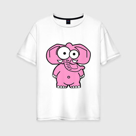 Женская футболка хлопок Oversize с принтом Розовый слон в Кировске, 100% хлопок | свободный крой, круглый ворот, спущенный рукав, длина до линии бедер
 | Тематика изображения на принте: смешной