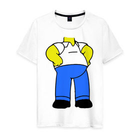 Мужская футболка хлопок с принтом тело Гомера в Кировске, 100% хлопок | прямой крой, круглый вырез горловины, длина до линии бедер, слегка спущенное плечо. | Тематика изображения на принте: гомер без головы