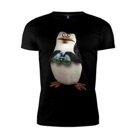 Мужская футболка премиум с принтом Пингвин с биноклем в Кировске, 92% хлопок, 8% лайкра | приталенный силуэт, круглый вырез ворота, длина до линии бедра, короткий рукав | пингвин