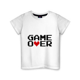 Детская футболка хлопок с принтом game over 8 bit в Кировске, 100% хлопок | круглый вырез горловины, полуприлегающий силуэт, длина до линии бедер | 8 bit | 8 бит | 8bit | 8бит | game over | игра окончена