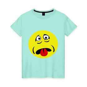 Женская футболка хлопок с принтом Грустный смайл в Кировске, 100% хлопок | прямой крой, круглый вырез горловины, длина до линии бедер, слегка спущенное плечо | smile | грустный | грусть | смайл | смайлик