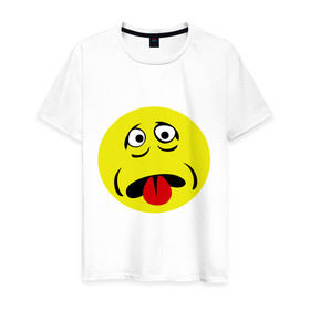 Мужская футболка хлопок с принтом Грустный смайл в Кировске, 100% хлопок | прямой крой, круглый вырез горловины, длина до линии бедер, слегка спущенное плечо. | smile | грустный | грусть | смайл | смайлик