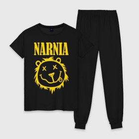Женская пижама хлопок с принтом Narnia в Кировске, 100% хлопок | брюки и футболка прямого кроя, без карманов, на брюках мягкая резинка на поясе и по низу штанин | nirvana | антибренд | музыка | нирвана | рок
