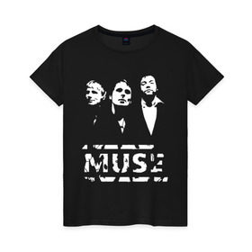 Женская футболка хлопок с принтом Muse в Кировске, 100% хлопок | прямой крой, круглый вырез горловины, длина до линии бедер, слегка спущенное плечо | muse | музыка | рок и панк