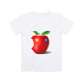 Детская футболка хлопок с принтом откусанное яблоко в Кировске, 100% хлопок | круглый вырез горловины, полуприлегающий силуэт, длина до линии бедер | apple | вкусное | девушкам | фрукты | фрукты и ягоды | яблоко