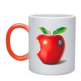 Кружка хамелеон с принтом откусанное яблоко в Кировске, керамика | меняет цвет при нагревании, емкость 330 мл | apple | вкусное | девушкам | фрукты | фрукты и ягоды | яблоко