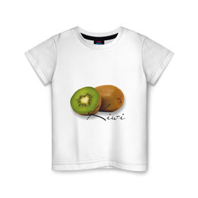 Детская футболка хлопок с принтом Kiwi в Кировске, 100% хлопок | круглый вырез горловины, полуприлегающий силуэт, длина до линии бедер | Тематика изображения на принте: вкусное | девушкам | киви | фрукты | фрукты и ягоды