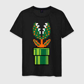 Мужская футболка хлопок с принтом mario flower в Кировске, 100% хлопок | прямой крой, круглый вырез горловины, длина до линии бедер, слегка спущенное плечо. | 