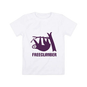 Детская футболка хлопок с принтом Freeclimber в Кировске, 100% хлопок | круглый вырез горловины, полуприлегающий силуэт, длина до линии бедер | climb | freeclimber | альпинизм | альпинисты | горы | скалолазанье | скалолазы | спорт