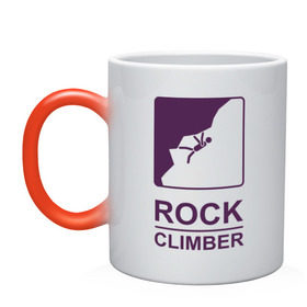 Кружка хамелеон с принтом Rock climber в Кировске, керамика | меняет цвет при нагревании, емкость 330 мл | climb | rock climber | альпинизм | альпинисты | горы | путь | скалолазанье | скалолазы | спорт