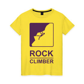 Женская футболка хлопок с принтом Rock climber в Кировске, 100% хлопок | прямой крой, круглый вырез горловины, длина до линии бедер, слегка спущенное плечо | climb | rock climber | альпинизм | альпинисты | горы | путь | скалолазанье | скалолазы | спорт