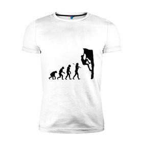 Мужская футболка премиум с принтом Эволюция альпиниста в Кировске, 92% хлопок, 8% лайкра | приталенный силуэт, круглый вырез ворота, длина до линии бедра, короткий рукав | climb | climber | альпинизм | альпинист | альпинисты | горы | путь | скалолазанье | скалолазы | спорт | эволюция