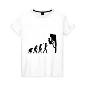 Женская футболка хлопок с принтом Эволюция альпиниста в Кировске, 100% хлопок | прямой крой, круглый вырез горловины, длина до линии бедер, слегка спущенное плечо | climb | climber | альпинизм | альпинист | альпинисты | горы | путь | скалолазанье | скалолазы | спорт | эволюция