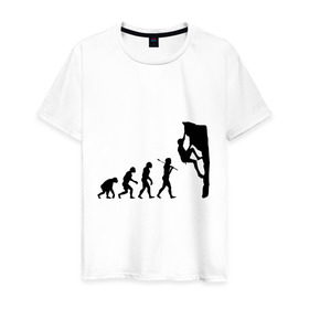 Мужская футболка хлопок с принтом Эволюция альпиниста в Кировске, 100% хлопок | прямой крой, круглый вырез горловины, длина до линии бедер, слегка спущенное плечо. | climb | climber | альпинизм | альпинист | альпинисты | горы | путь | скалолазанье | скалолазы | спорт | эволюция