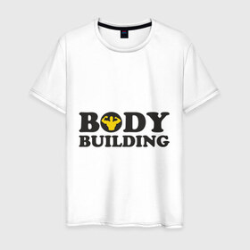 Мужская футболка хлопок с принтом Bodybuilding black в Кировске, 100% хлопок | прямой крой, круглый вырез горловины, длина до линии бедер, слегка спущенное плечо. | 