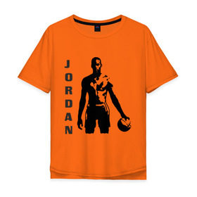 Мужская футболка хлопок Oversize с принтом Michael Jordan в Кировске, 100% хлопок | свободный крой, круглый ворот, “спинка” длиннее передней части | michel jordan | nba | джордан | майкл | нба