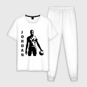 Мужская пижама хлопок с принтом Michael Jordan в Кировске, 100% хлопок | брюки и футболка прямого кроя, без карманов, на брюках мягкая резинка на поясе и по низу штанин
 | michel jordan | nba | джордан | майкл | нба