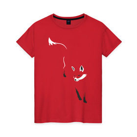 Женская футболка хлопок с принтом Лиса в Кировске, 100% хлопок | прямой крой, круглый вырез горловины, длина до линии бедер, слегка спущенное плечо | девушкам | животные | лисенок | лисица