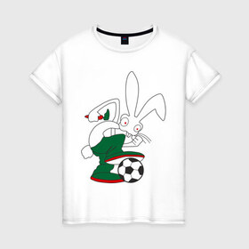 Женская футболка хлопок с принтом Rabbit в Кировске, 100% хлопок | прямой крой, круглый вырез горловины, длина до линии бедер, слегка спущенное плечо | 