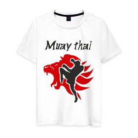 Мужская футболка хлопок с принтом Muay thai в Кировске, 100% хлопок | прямой крой, круглый вырез горловины, длина до линии бедер, слегка спущенное плечо. | муай тай