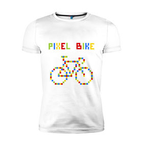 Мужская футболка премиум с принтом Pixel Bike in color в Кировске, 92% хлопок, 8% лайкра | приталенный силуэт, круглый вырез ворота, длина до линии бедра, короткий рукав | 
