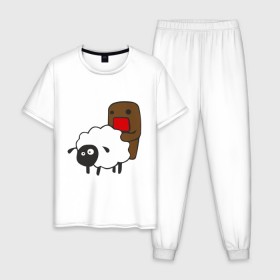 Мужская пижама хлопок с принтом Domokun в Кировске, 100% хлопок | брюки и футболка прямого кроя, без карманов, на брюках мягкая резинка на поясе и по низу штанин
 | 