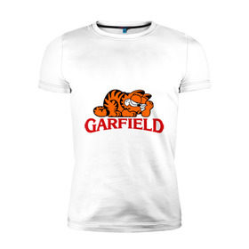 Мужская футболка премиум с принтом Гарфилд (Garfield) в Кировске, 92% хлопок, 8% лайкра | приталенный силуэт, круглый вырез ворота, длина до линии бедра, короткий рукав | garfild | кот | котяра | мультик | мультфильм
