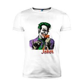 Мужская футболка премиум с принтом Joker с цветком в Кировске, 92% хлопок, 8% лайкра | приталенный силуэт, круглый вырез ворота, длина до линии бедра, короткий рукав | 