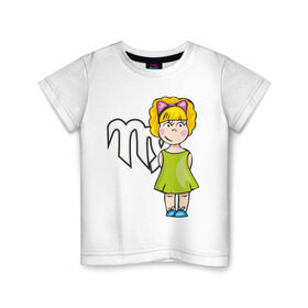 Детская футболка хлопок с принтом Знак зодиака Дева в Кировске, 100% хлопок | круглый вырез горловины, полуприлегающий силуэт, длина до линии бедер | гороскоп | дева | знаки зодиака | зодиак