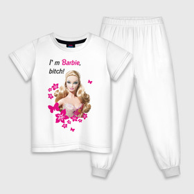 Детская пижама хлопок с принтом I\m Barbie, bitch в Кировске, 100% хлопок |  брюки и футболка прямого кроя, без карманов, на брюках мягкая резинка на поясе и по низу штанин
 | Тематика изображения на принте: 90 | 90 е | barbie | барби | кукла | ностальгия