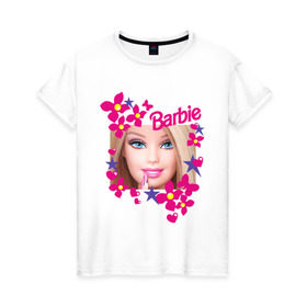 Женская футболка хлопок с принтом Барби красавица в Кировске, 100% хлопок | прямой крой, круглый вырез горловины, длина до линии бедер, слегка спущенное плечо | 90 | 90 е | barbie | барби | ностальгия