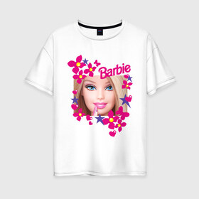 Женская футболка хлопок Oversize с принтом Барби красавица в Кировске, 100% хлопок | свободный крой, круглый ворот, спущенный рукав, длина до линии бедер
 | 90 | 90 е | barbie | барби | ностальгия