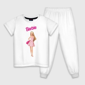 Детская пижама хлопок с принтом Барби на прогулке в Кировске, 100% хлопок |  брюки и футболка прямого кроя, без карманов, на брюках мягкая резинка на поясе и по низу штанин
 | Тематика изображения на принте: 90 | 90 е | barbie | барби | ностальгия