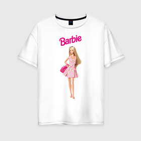 Женская футболка хлопок Oversize с принтом Барби на прогулке в Кировске, 100% хлопок | свободный крой, круглый ворот, спущенный рукав, длина до линии бедер
 | 90 | 90 е | barbie | барби | ностальгия