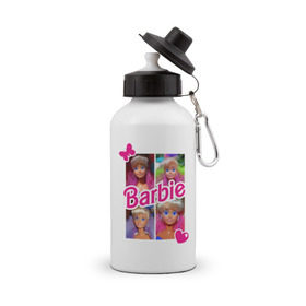 Бутылка спортивная с принтом Куклы Барби в Кировске, металл | емкость — 500 мл, в комплекте две пластиковые крышки и карабин для крепления | Тематика изображения на принте: 90 | 90 е | barbie | барби | ностальгия