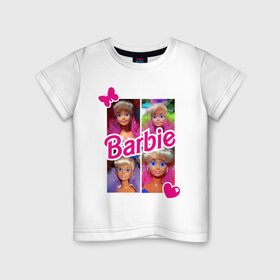 Детская футболка хлопок с принтом Куклы Барби в Кировске, 100% хлопок | круглый вырез горловины, полуприлегающий силуэт, длина до линии бедер | 90 | 90 е | barbie | барби | ностальгия