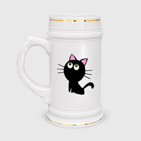 Кружка пивная с принтом Маленький котенок в Кировске,  керамика (Материал выдерживает высокую температуру, стоит избегать резкого перепада температур) |  объем 630 мл | киса | котенок | котик | кошка | черная кошка | черный кот