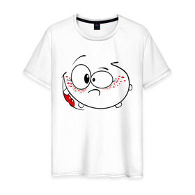 Мужская футболка хлопок с принтом Самый веселый самйл в Кировске, 100% хлопок | прямой крой, круглый вырез горловины, длина до линии бедер, слегка спущенное плечо. | Тематика изображения на принте: smile | позитив | радость | смайл | смайлик