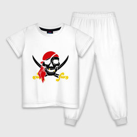 Детская пижама хлопок с принтом Пиратский череп в Кировске, 100% хлопок |  брюки и футболка прямого кроя, без карманов, на брюках мягкая резинка на поясе и по низу штанин
 | пираты | череп с ножами
