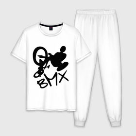 Мужская пижама хлопок с принтом BMX в Кировске, 100% хлопок | брюки и футболка прямого кроя, без карманов, на брюках мягкая резинка на поясе и по низу штанин
 | bmx | extreme | бмх | экстрим