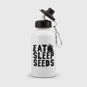 Бутылка спортивная с принтом Eat sleep seeds в Кировске, металл | емкость — 500 мл, в комплекте две пластиковые крышки и карабин для крепления | Тематика изображения на принте: админские | для админов | есть | сисадминам | спать
