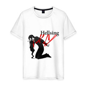Мужская футболка хлопок с принтом Hellsing ленты в Кировске, 100% хлопок | прямой крой, круглый вырез горловины, длина до линии бедер, слегка спущенное плечо. | Тематика изображения на принте: anime | hellsing | аниме | анимэ | манга | хеллсинг