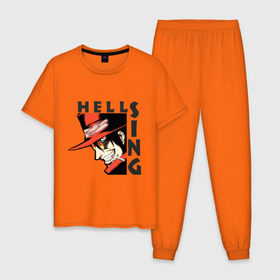 Мужская пижама хлопок с принтом Hellsing Алукард в Кировске, 100% хлопок | брюки и футболка прямого кроя, без карманов, на брюках мягкая резинка на поясе и по низу штанин
 | anime | hellsing | аниме | анимэ | манга | хеллсинг