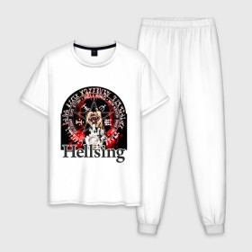 Мужская пижама хлопок с принтом Hellsing символ Алукарда в Кировске, 100% хлопок | брюки и футболка прямого кроя, без карманов, на брюках мягкая резинка на поясе и по низу штанин
 | anime | hellsing | аниме | анимэ | манга | хеллсинг