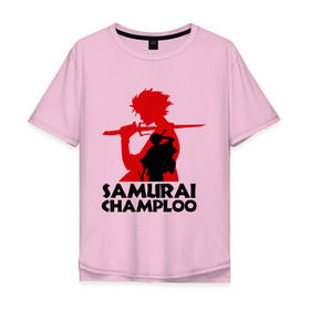 Мужская футболка хлопок Oversize с принтом Самурай Champloo в Кировске, 100% хлопок | свободный крой, круглый ворот, “спинка” длиннее передней части | Тематика изображения на принте: anime | samurai champloo | аниме | анимэ | самурай чамплу