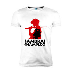 Мужская футболка премиум с принтом Самурай Champloo в Кировске, 92% хлопок, 8% лайкра | приталенный силуэт, круглый вырез ворота, длина до линии бедра, короткий рукав | anime | samurai champloo | аниме | анимэ | самурай чамплу