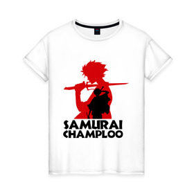 Женская футболка хлопок с принтом Самурай Champloo в Кировске, 100% хлопок | прямой крой, круглый вырез горловины, длина до линии бедер, слегка спущенное плечо | anime | samurai champloo | аниме | анимэ | самурай чамплу