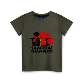 Детская футболка хлопок с принтом Самурай Champloo закат в Кировске, 100% хлопок | круглый вырез горловины, полуприлегающий силуэт, длина до линии бедер | anime | samurai champloo | аниме | анимэ | самурай чамплу