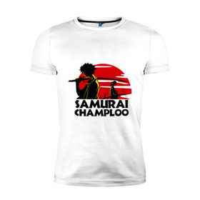 Мужская футболка премиум с принтом Самурай Champloo закат в Кировске, 92% хлопок, 8% лайкра | приталенный силуэт, круглый вырез ворота, длина до линии бедра, короткий рукав | anime | samurai champloo | аниме | анимэ | самурай чамплу
